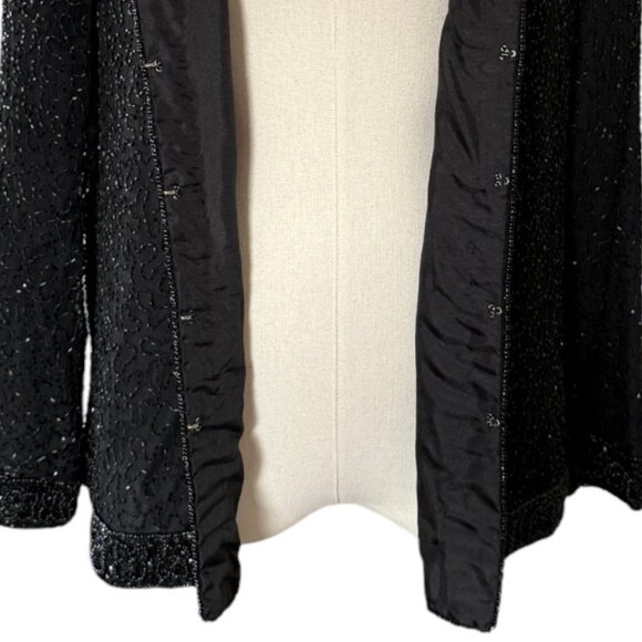 Flawless Lawrence Kazar Silk & All Over Beads Formal Evening Jacket Vintage - Picture 7 of 9